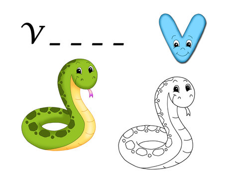 alfabeto cartoon, v