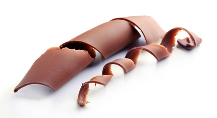 Chocolate curls isolated on white