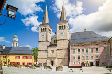Fototapeta na wymiar Historic town of Berchtesgaden, Berchtesgadener Land, Upper Bavaria, Germany