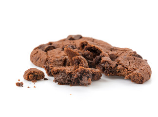 soft dark chocolate brownie cookies on white