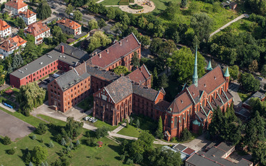 Fototapeta premium aerial view of the church in Wroclaw city