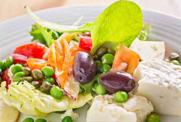 Mix vegetable salad with cheese