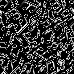 Sewing fabric with Vector musical pattern with notes - CottonBee