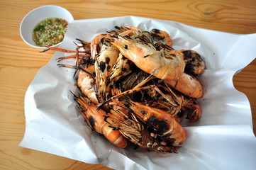Grilled prawns