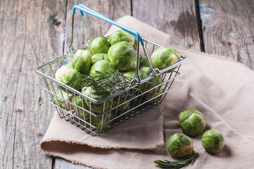 Food basket of brussels sprouts
