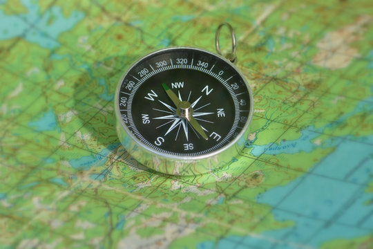 Map with a compass.