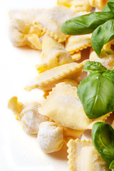 Pasta ravioli with basil