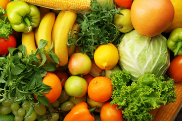 Fresh vegetables and fruits background
