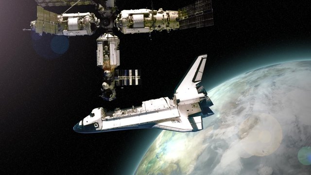 4K Space Shuttle Docks with Space Station 4148