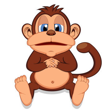 Fat monkey sitting cartoon