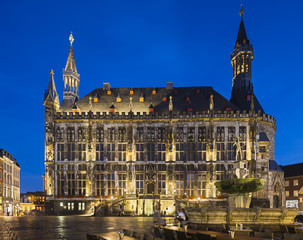 Historic Town Hall At Night, Aachen