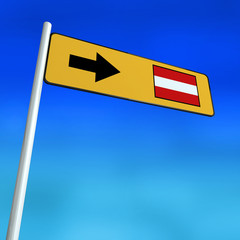 Sign Pointing in direction of the Austria
