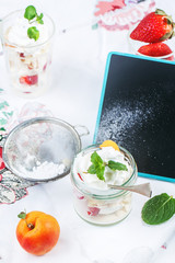 Dessert with merengue and berries