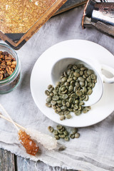 Green, brown and black coffee