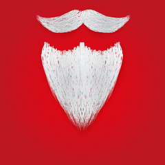 Realistic Christmas Santa white beard with curly mustache