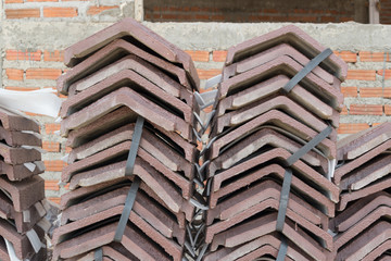 Pile of roofing tiles packaged