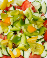 Fresh cut vegetables ready to become salad