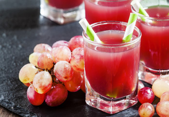 Pink grape cocktail, selective focus