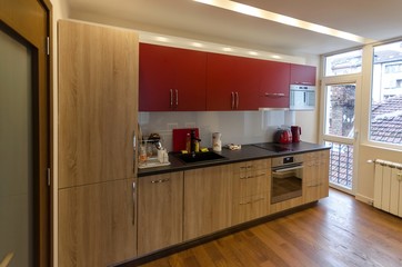 Kitchen site in living room - renovated apartment in Sofia, Bulgaria