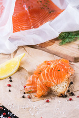 Bread with salted salmon