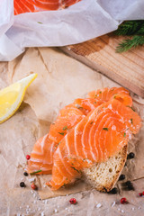 Bread with salted salmon