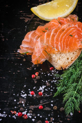 Bread with salted salmon