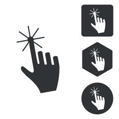 Hand cursor icon set, monochrome