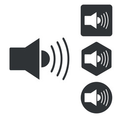 Loudspeaker icon set, monochrome