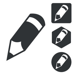 Pencil icon set, monochrome