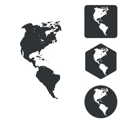 American continents icon set, monochrome