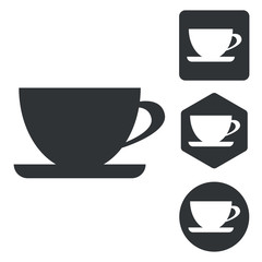 Cup icon set, monochrome