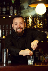 Bartender making cocktail