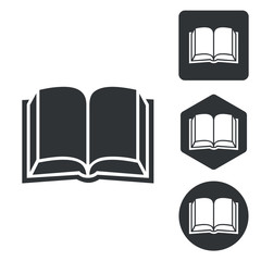 Book icon set, monochrome