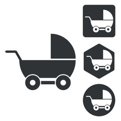 Stroller icon set, monochrome