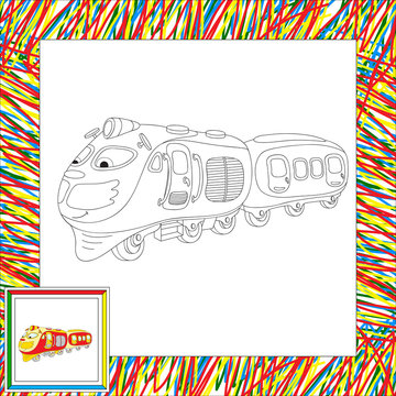 Funny cartoon train. Coloring book for children
