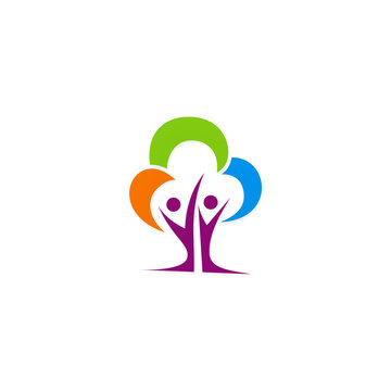 colored tree people ecology logo