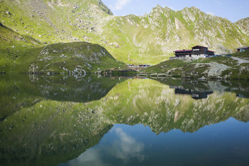 High mountain landscape with glacier lake