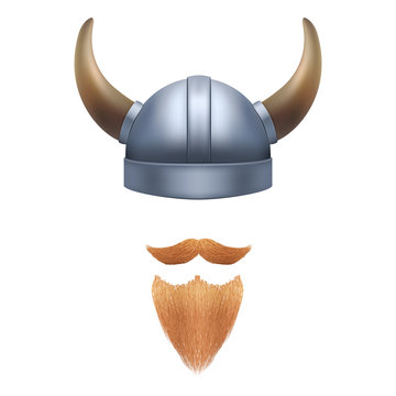 Viking helmet with horns isolated