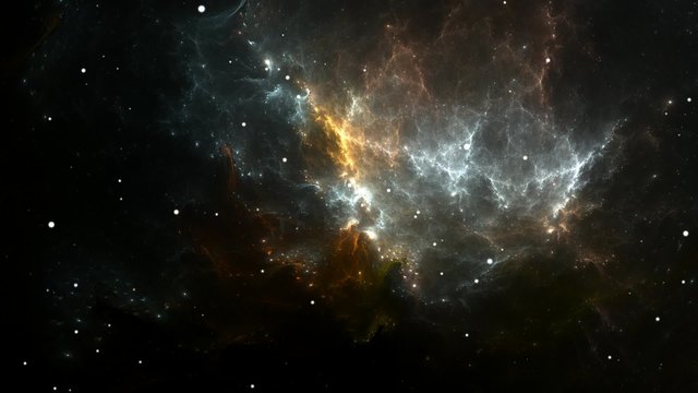 Flying through expanding nebula and star fields in deep space