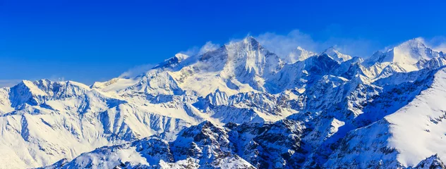 Washable Wallpaper Murals Mont Blanc Panorama of Snow Mountain Range, Switzerland