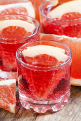Red grapefruit cocktail, selective focus