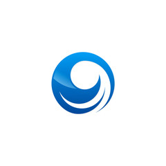 water wave round swirl vector logo