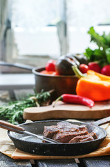 Grilled steak with vegetables