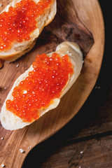 Sandwich with red caviar