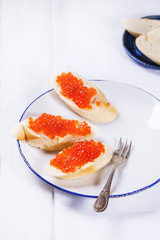 Sandwich with red caviar