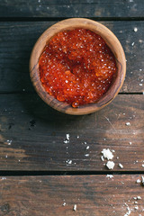 Bowl of red caviar