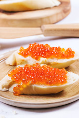 Sandwich with red caviar