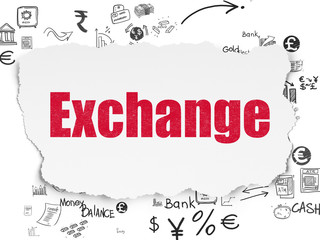 Fototapeta premium Currency concept: Exchange on Torn Paper background