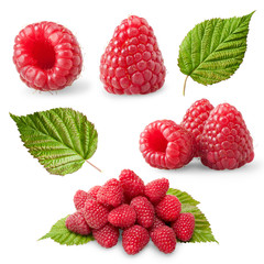 Isolated raspberries set