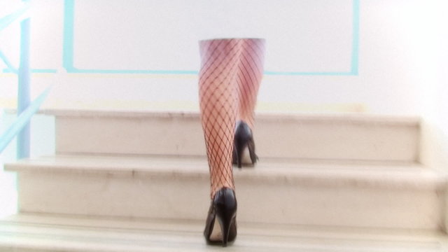 Woman legs fishnet stockings montage